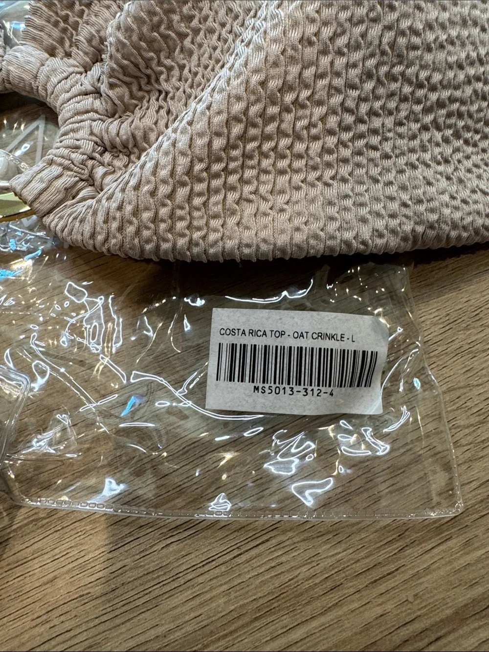 NWT Monday Swimwear Costa Rica Bandeau Bikini Top in Oatmeal Crinkle